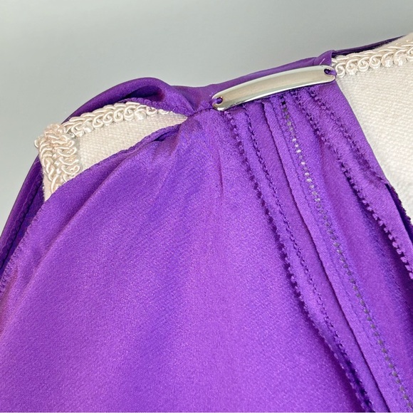 White House Black Market Flutter Sleeve Silk  Purple Blouse NWT - Picture 4 of 14